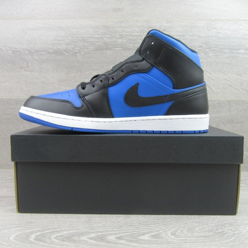 Air Jordan 1 Mid  Sneakers Mens Size 13 Royal Blue Black White NEW - Picture 3 of 15